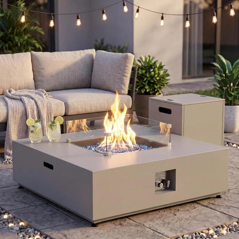 Outdoor Propane Fire Pit Table,50,000BTU Rectangle Natural Gas