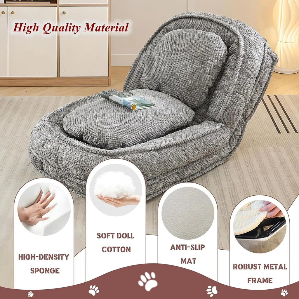Foldable Lazy Sofa Bed, Convertible Floor Sofa Chair with 5 Positions