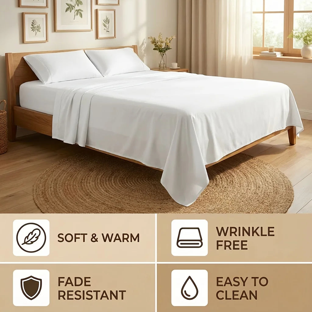 Cooling Bamboo Bed Sheets Set for Twin, Full, Queen, King
