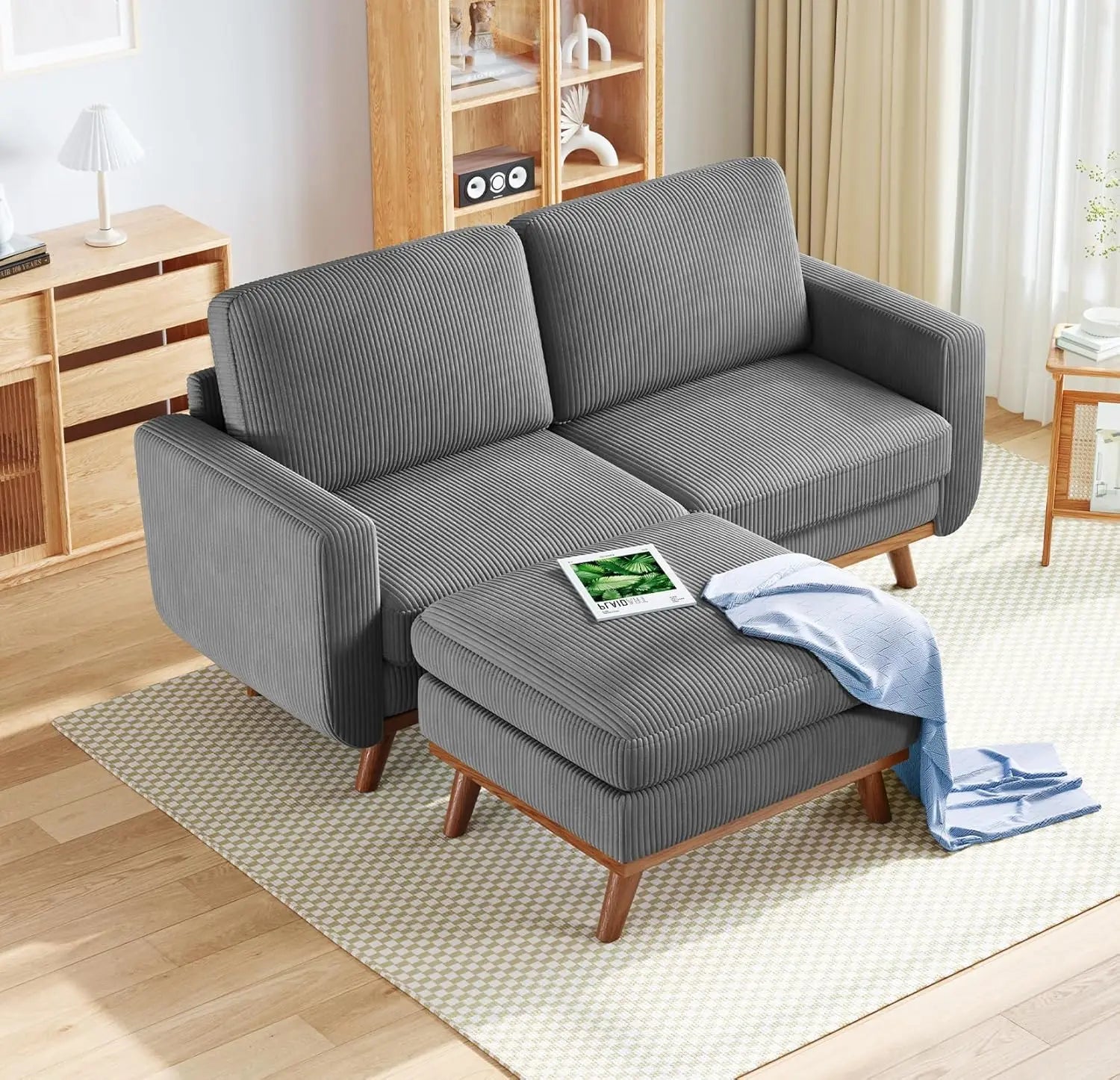 97" L-Shape Modular Sectional Sofa Corduroy 3-Seat, 2-seat & single Seat, Many colors