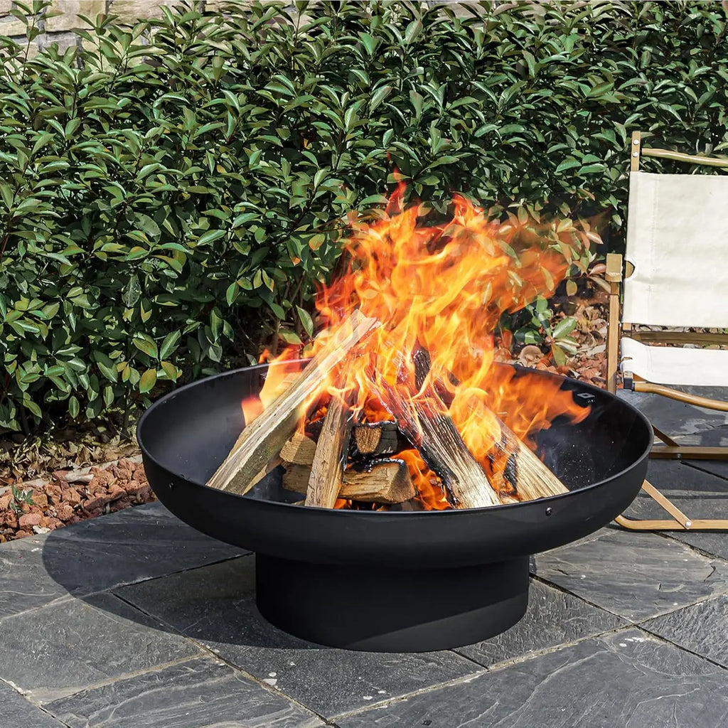 32In Fire Pit Table With Lid Heavy Duty Deep Fire Bowl Easy Install