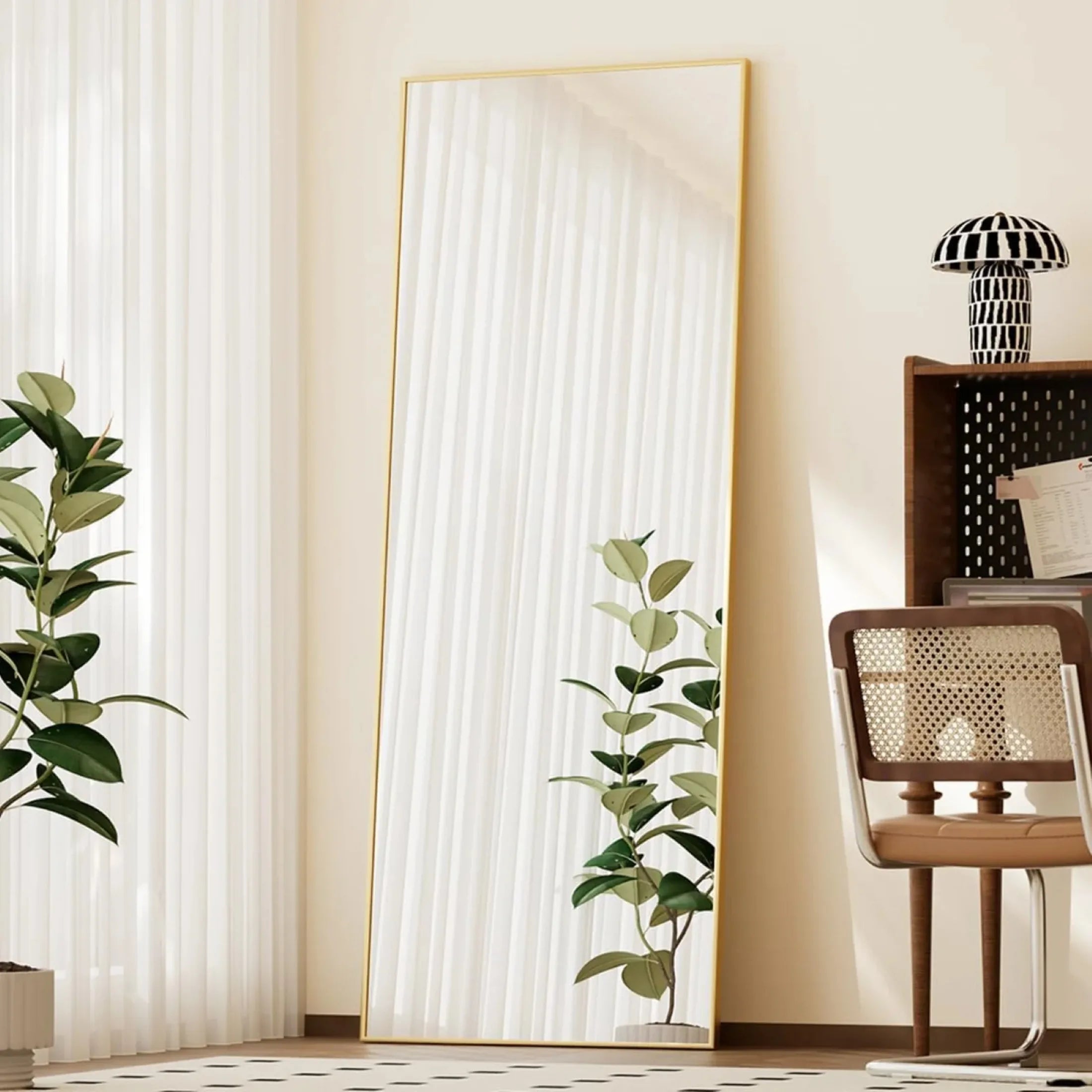 56"x21.2" Full Length Floor Mirror Rectangular Gold Frame