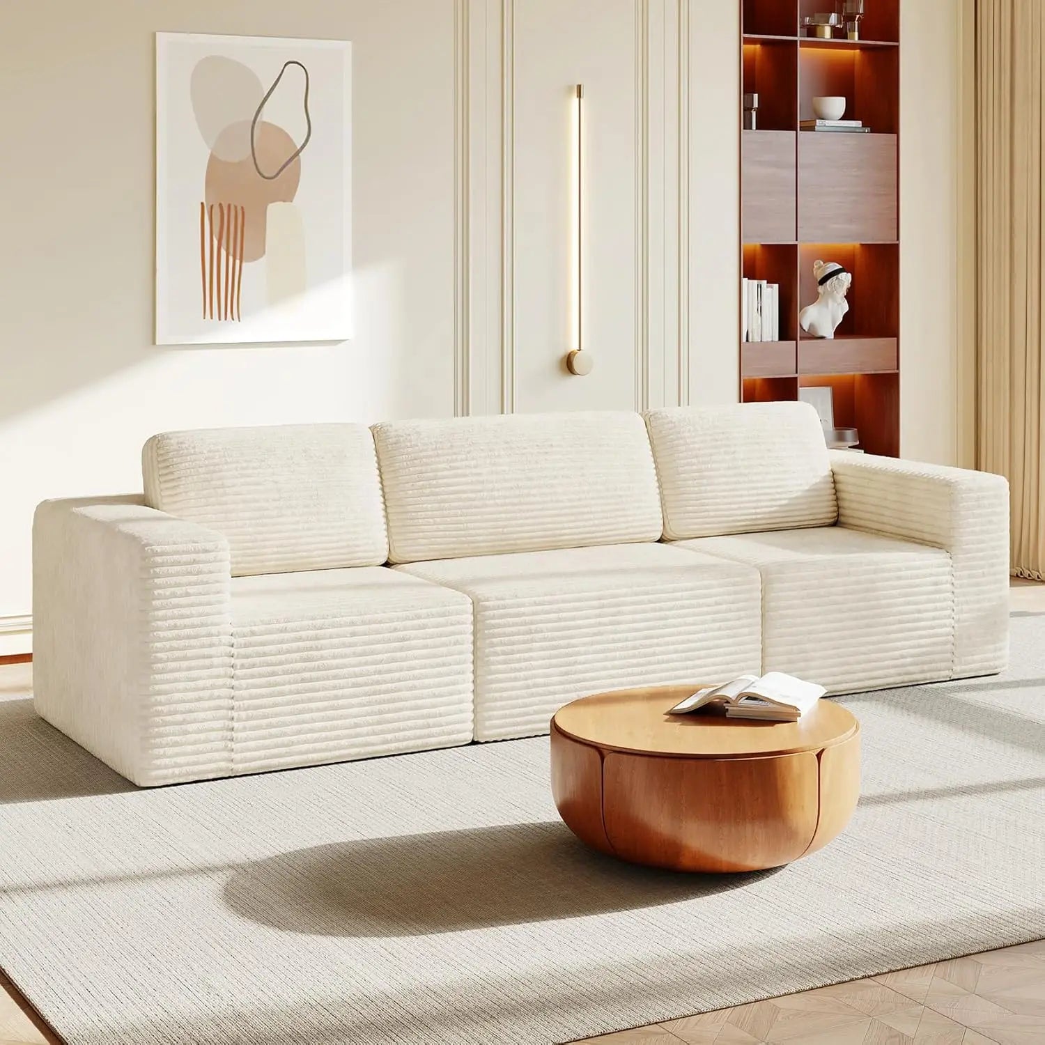 97" L-Shape Modular Sectional Sofa Corduroy 3-Seat, 2-seat & single Seat, Many colors