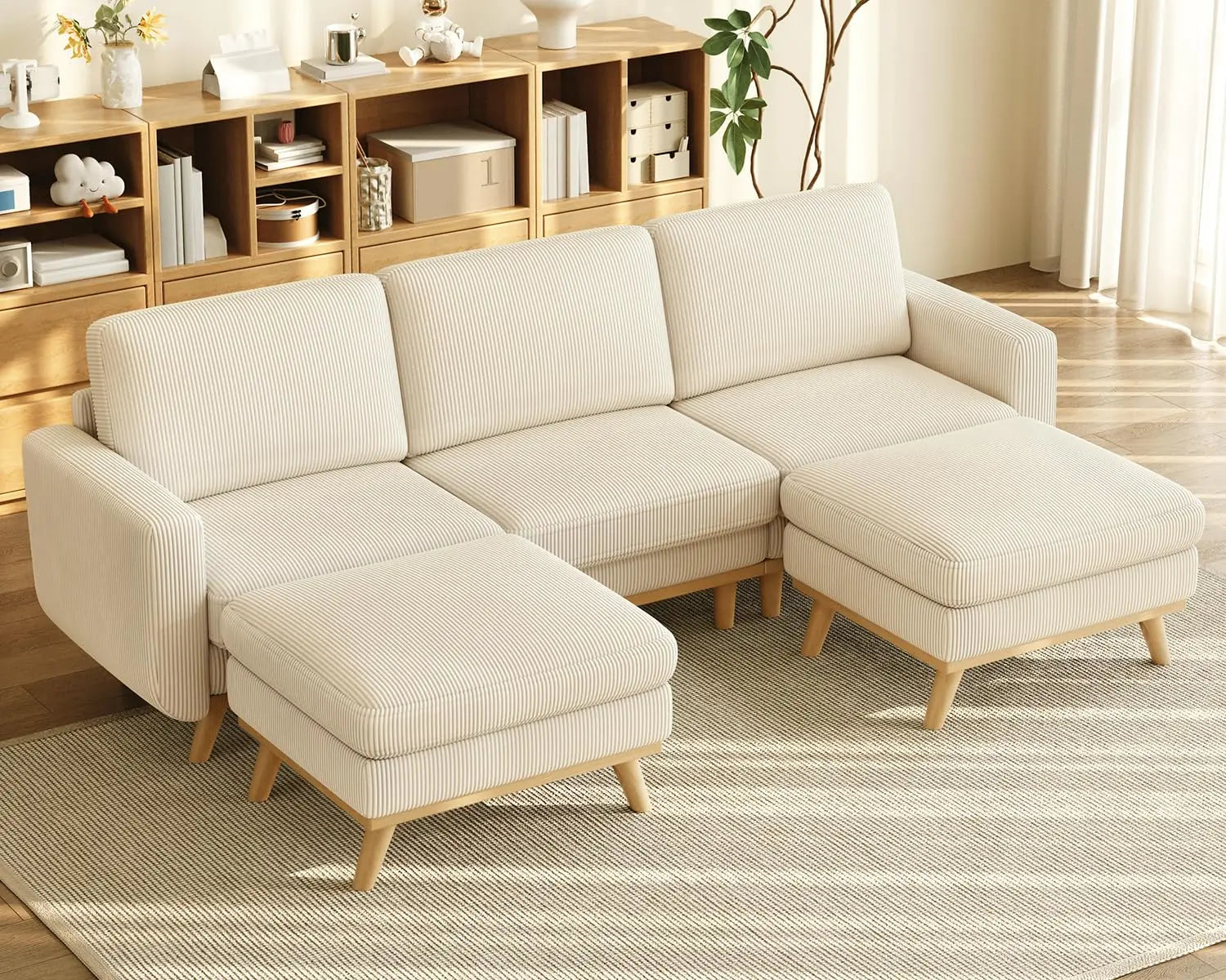 97" L-Shape Modular Sectional Sofa Corduroy 3-Seat, 2-seat & single Seat, Many colors