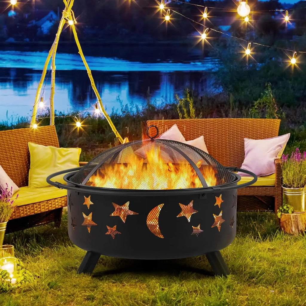 Fire Pit 30in Fire Pits for Outside Wood Burning Outdoor Fireplace w