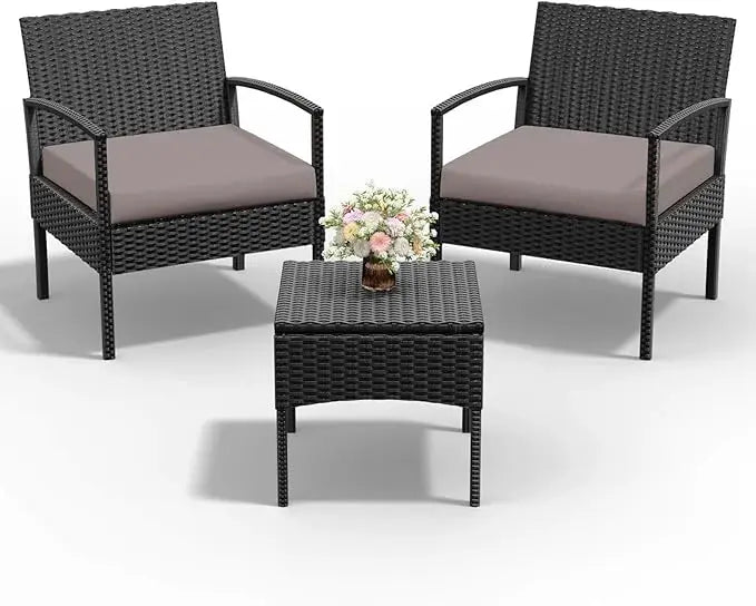 4 Piece Outdoor Wicker Patio Conversation Furniture Set
