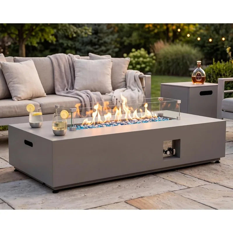 Outdoor Propane Fire Pit Table,50,000BTU Rectangle Natural Gas