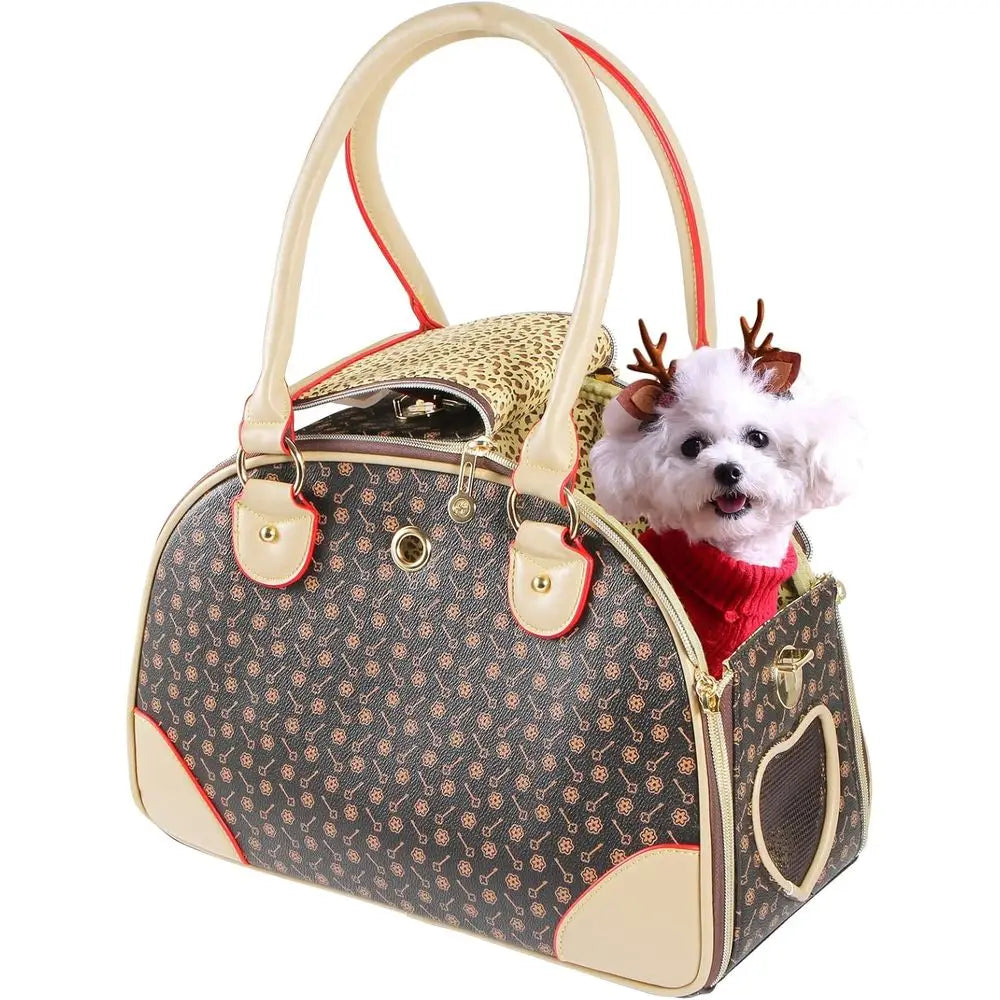 Fashion Dog/Cat Carrier PU Leather Handbag