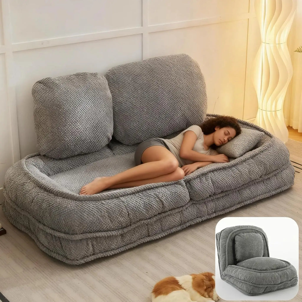 Foldable Lazy Sofa Bed, Convertible Floor Sofa Chair with 5 Positions