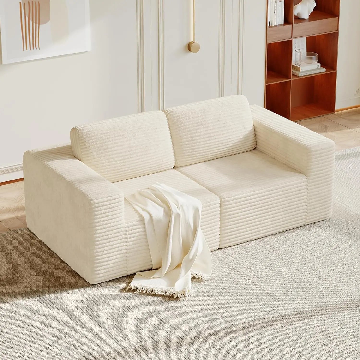 97" L-Shape Modular Sectional Sofa Corduroy 3-Seat, 2-seat & single Seat, Many colors