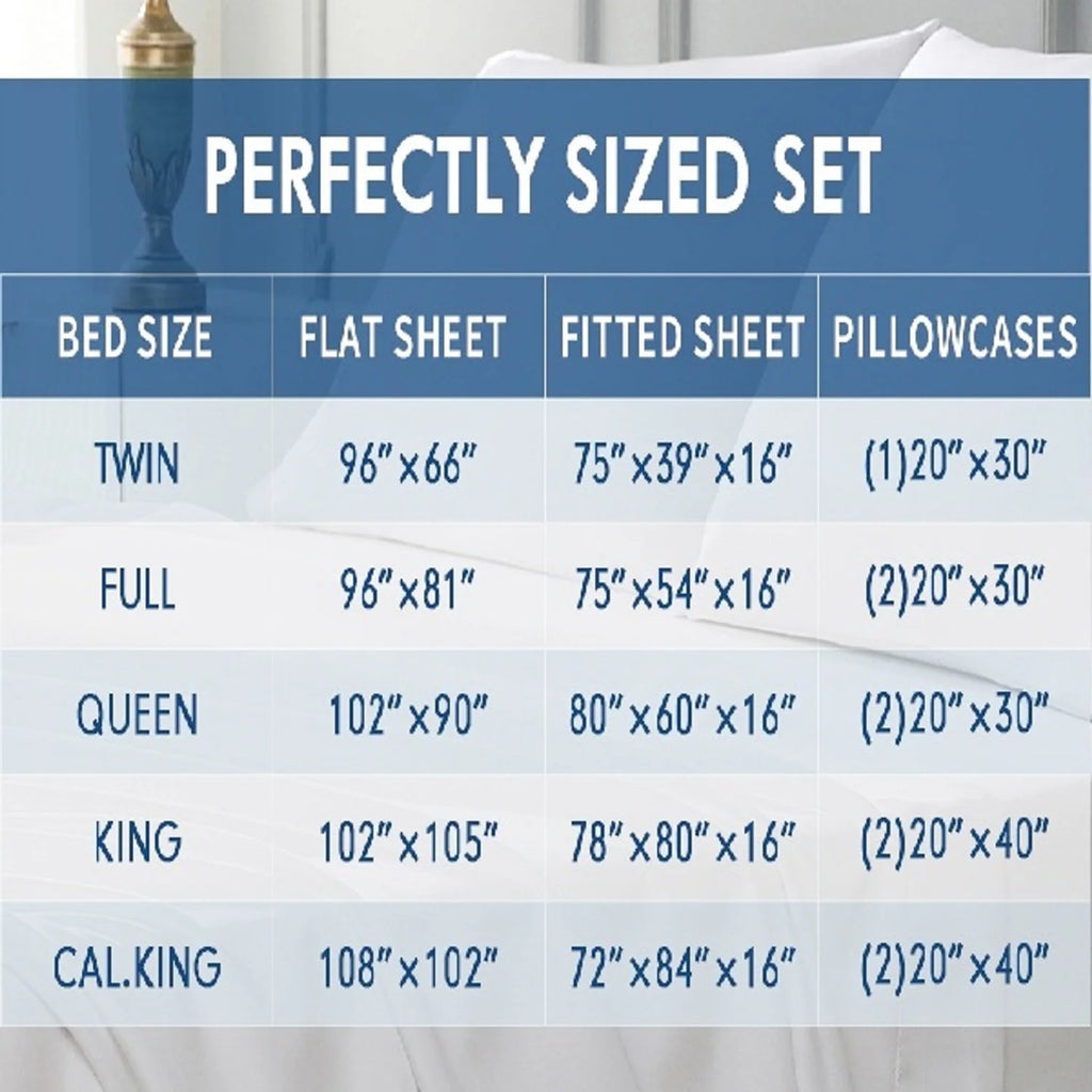 Cooling Bamboo Bed Sheets Set for Twin, Full, Queen, King