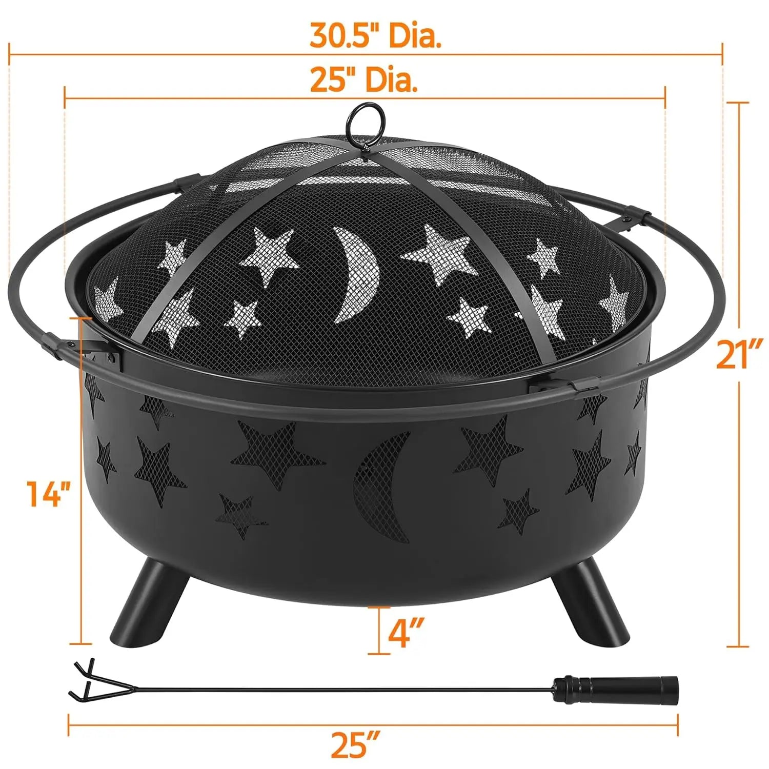 Fire Pit 30in Fire Pits for Outside Wood Burning Outdoor Fireplace w