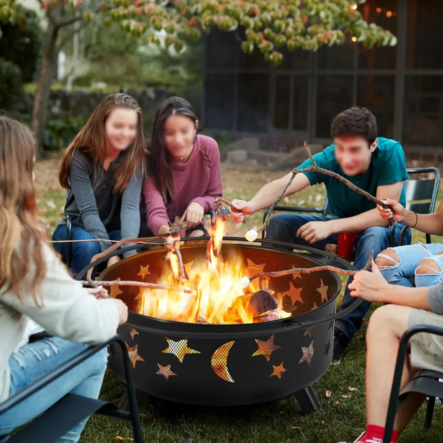 Fire Pit 30in Fire Pits for Outside Wood Burning Outdoor Fireplace w