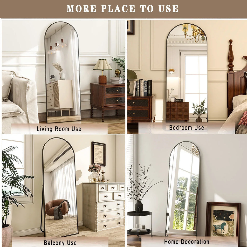 59x16, 64x21, 71x26, Black Arched Full-Length Mirror Free StandingStyling