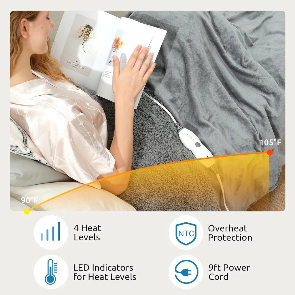 Sherpa Fleece Electric Heated Weighted Blanket 15 lbs