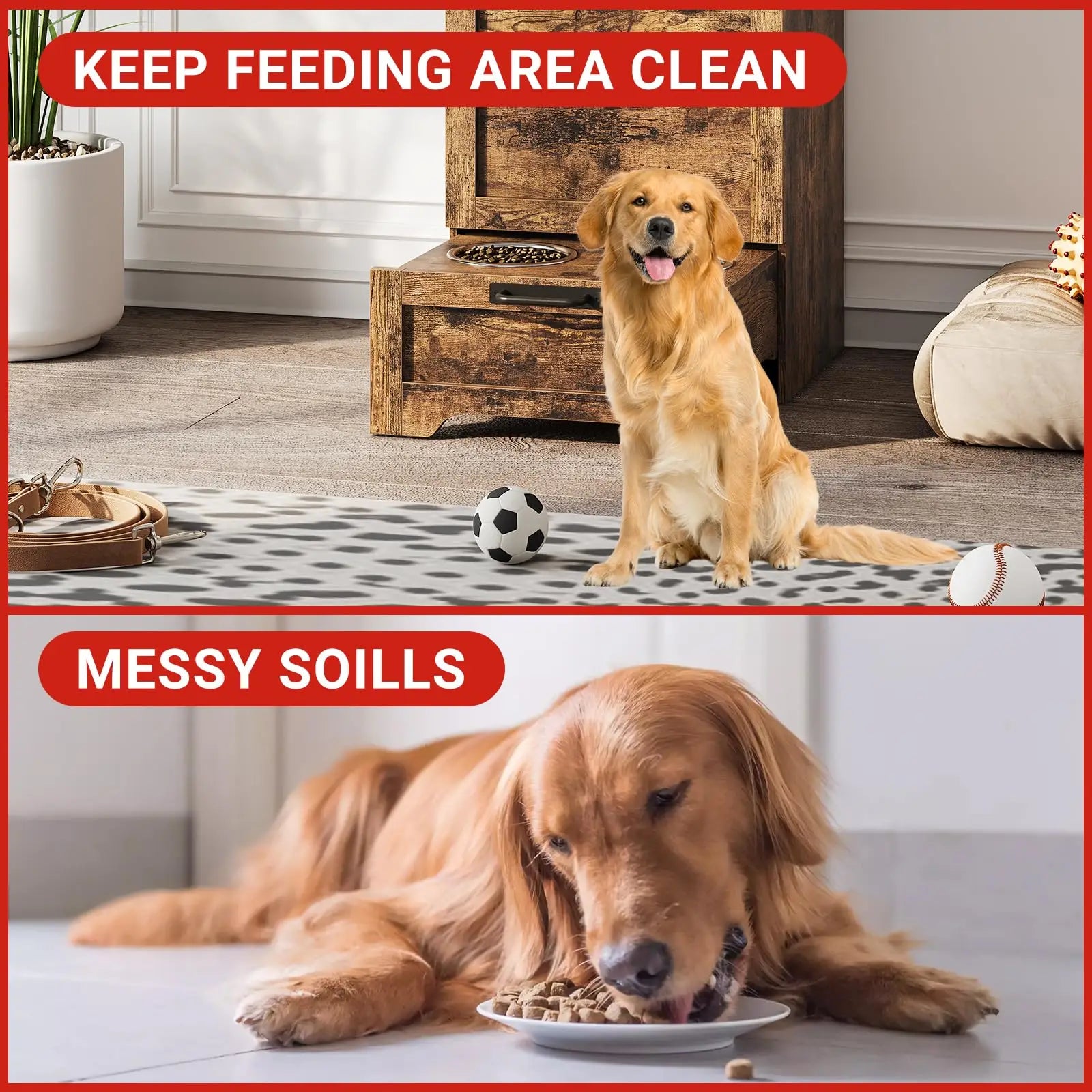 Large Dog Food Storage Cabinet with Flip Top - Pet Feeding Station