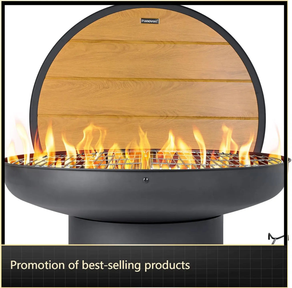 32In Fire Pit Table With Lid Heavy Duty Deep Fire Bowl Easy Install