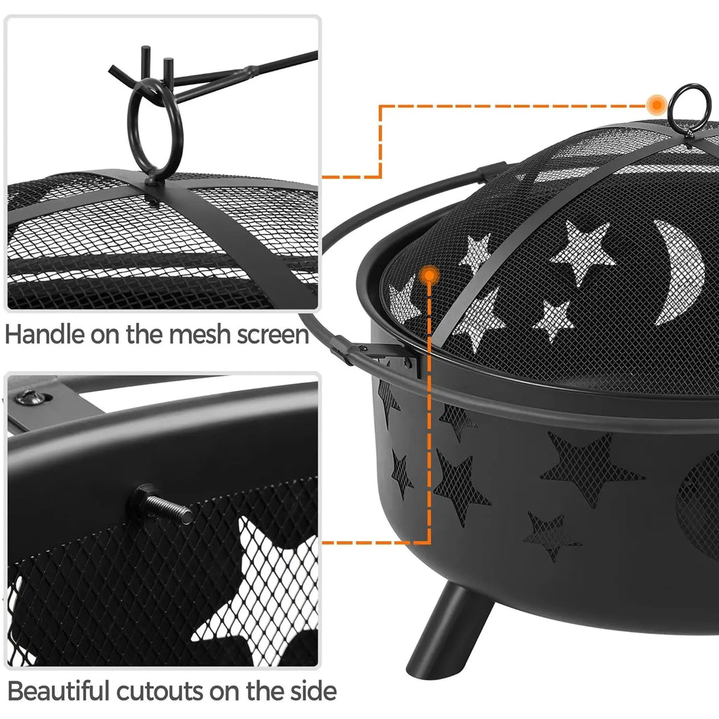 Fire Pit 30in Fire Pits for Outside Wood Burning Outdoor Fireplace w