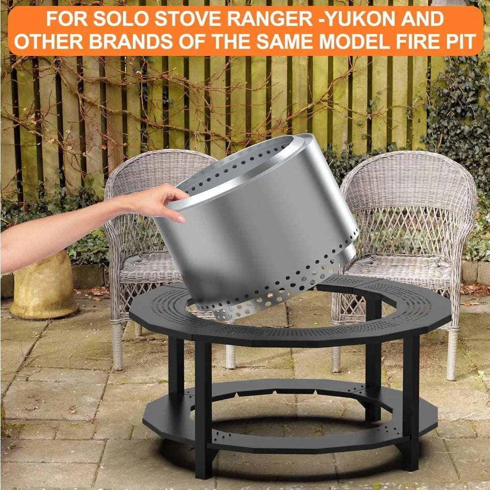 Portable Outdoor Fire Pit Table for Solo Stove Fire, Smokeless