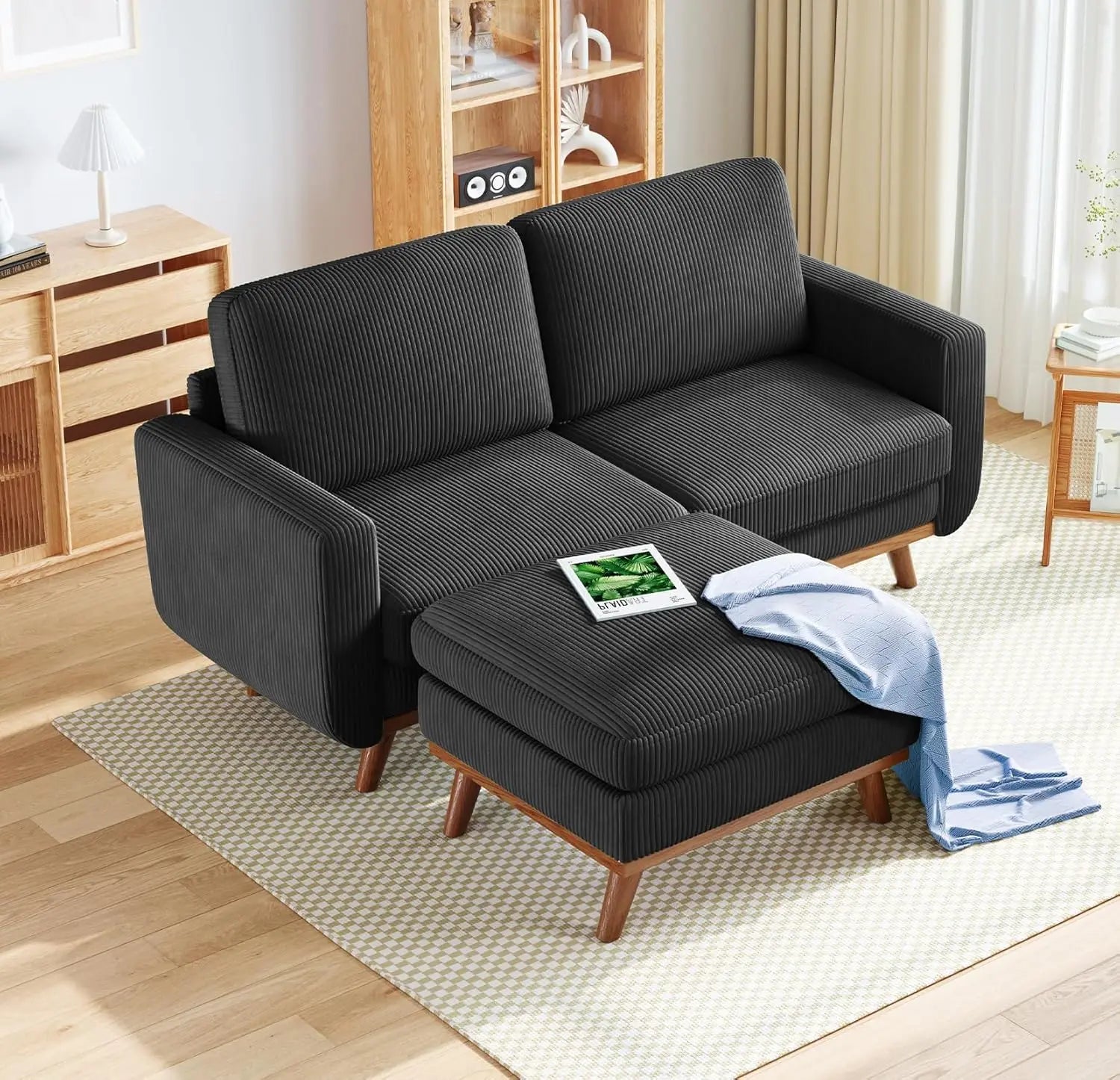 97" L-Shape Modular Sectional Sofa Corduroy 3-Seat, 2-seat & single Seat, Many colors