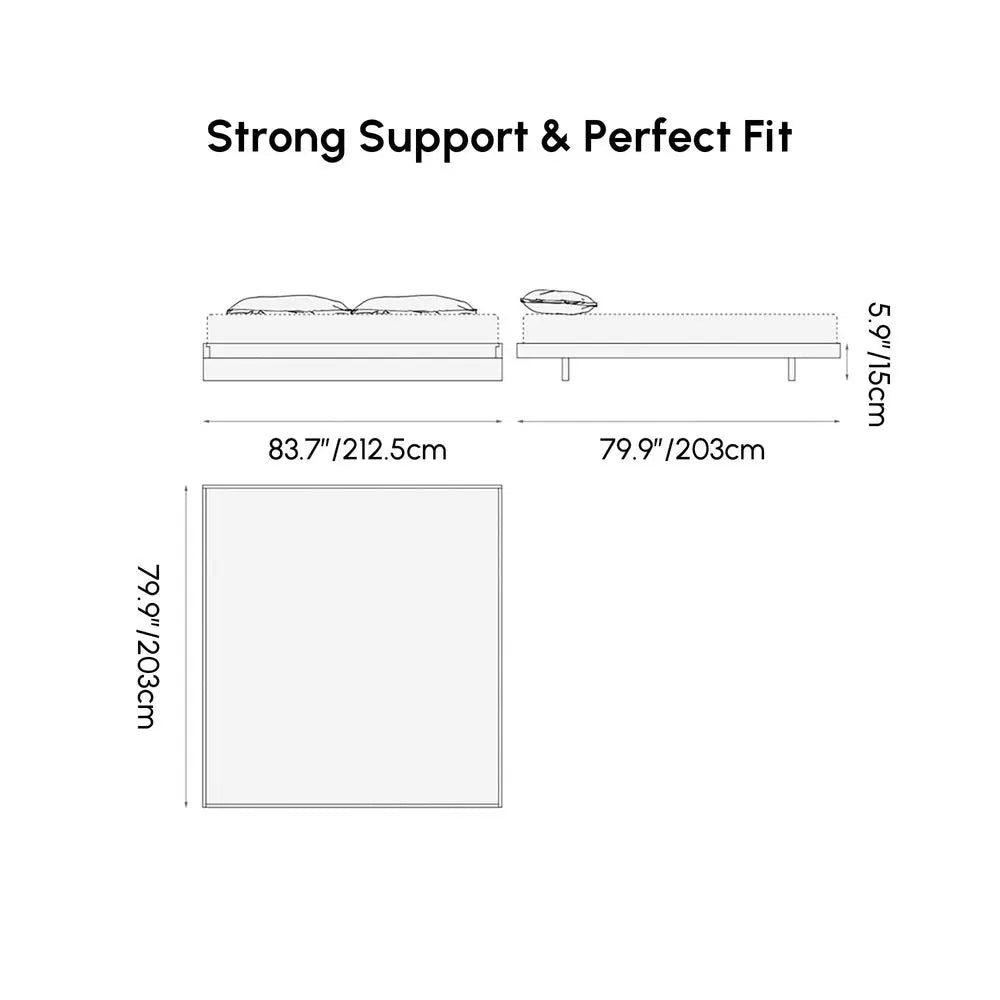 Japanese Style King Floor Bed Frame, 5.9 Low Profile Metal Frame,