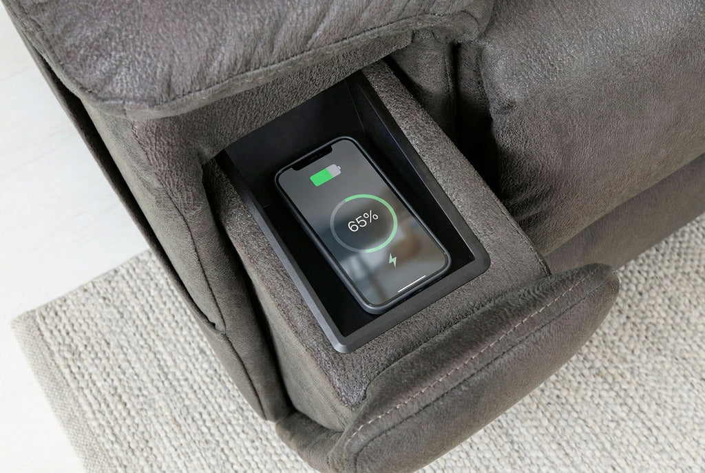 Serenity Slate Grey Ultra Infinite Position Lift Chair with Power Headrest, Heat, Massage & Wireless Charging