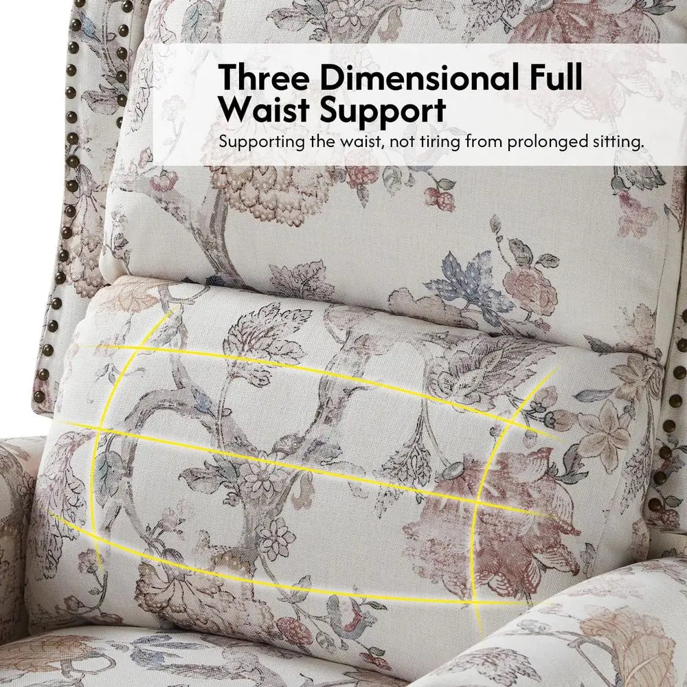 Recliner Chair, Upholstered Floral Fabric