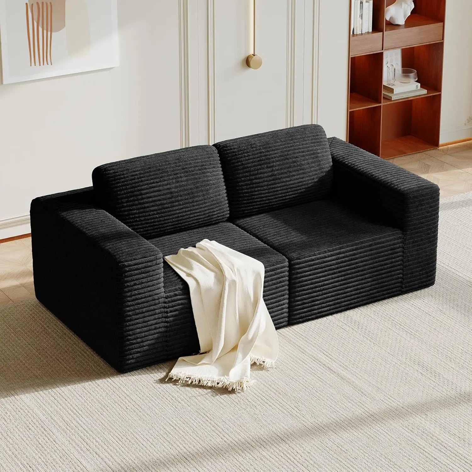 97" L-Shape Modular Sectional Sofa Corduroy 3-Seat, 2-seat & single Seat, Many colors