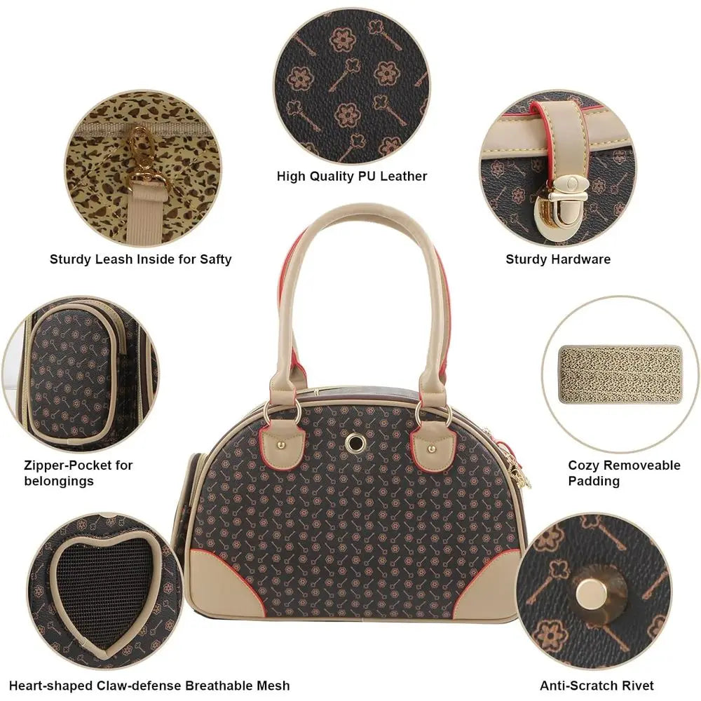 Fashion Dog/Cat Carrier PU Leather Handbag