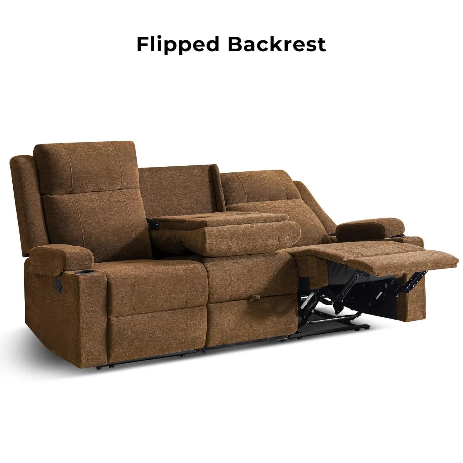 Large Manual Reclining Sofa 3 Seater Chenille Fabric, Multiple Colors