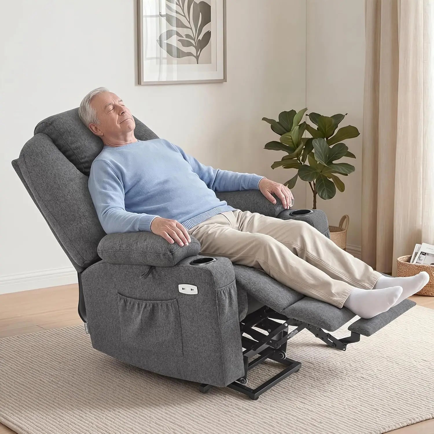 Power Lift Recliner Chair Heat Massager, Remote, Cup Holder