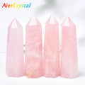 1PC Natural Rose Quartz Crystal Point Pink Crystal Column Hand Polished Hexagon Obelisk for Room Furnishing Decor Crafts Gifts