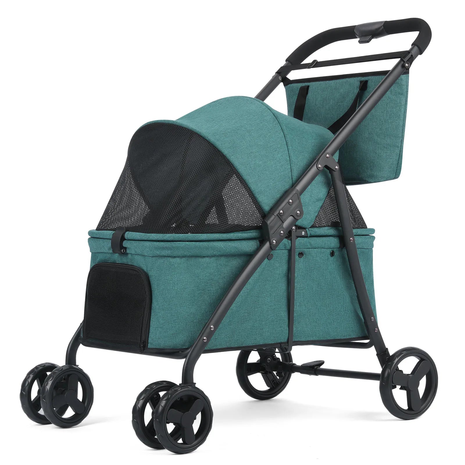 Foldable Dog Stroller Portable Buggy 4 Wheel Pet Stroller