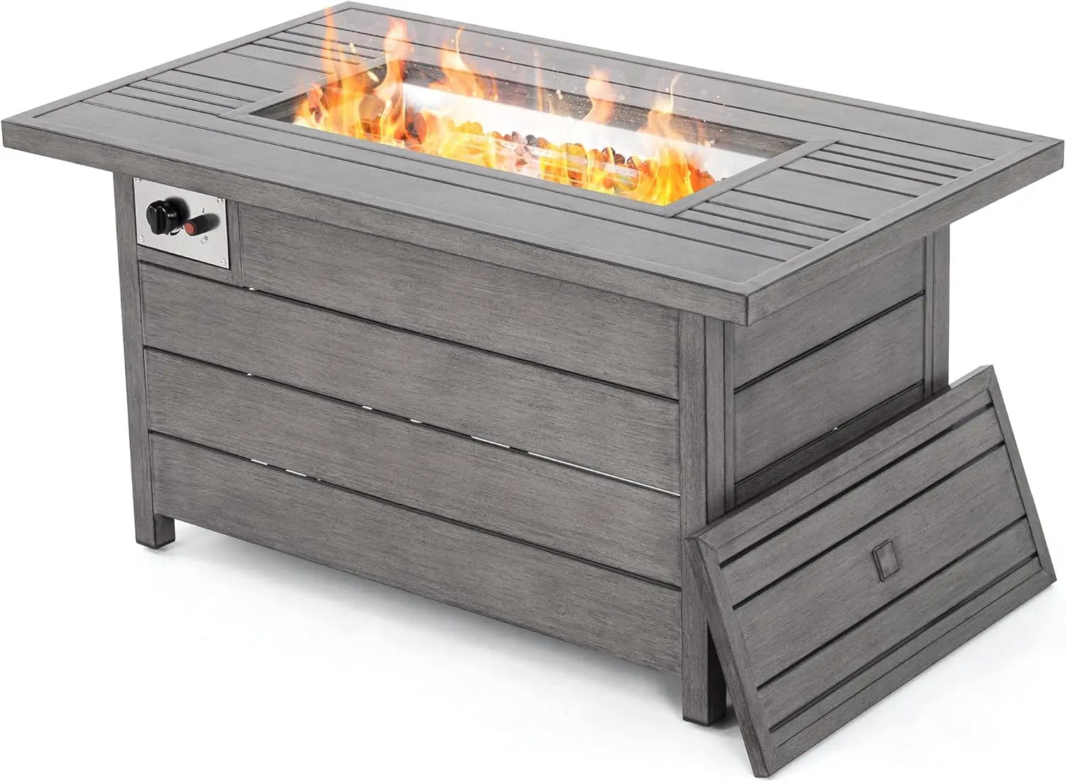 48inch 50000 BTU Gas Fire Pit with Aluminum Slats Table Top