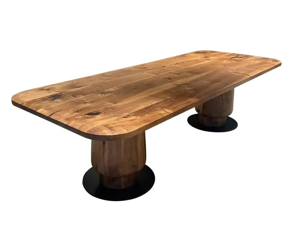 Solid Walnut Wood Edge Glued Dining Table With Wooden Tulip Legs
