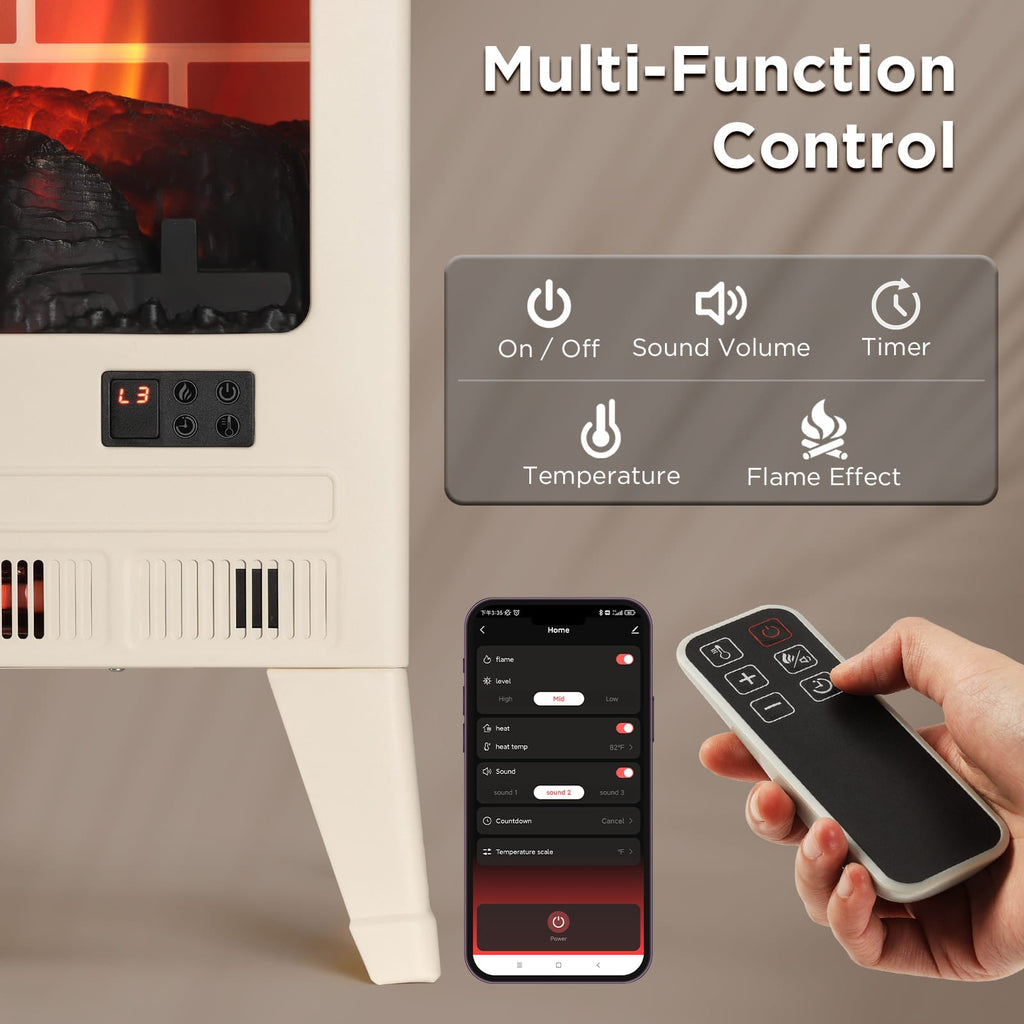 Suburbs TS25 Smart Electric Fireplace Stove Heater, WiFi Enabled