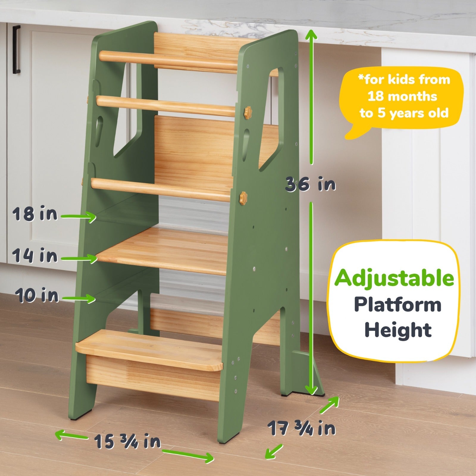 Montessori Toddler Tower - Adjustable Kitchen Stool Helper