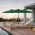 14.8 Ft Double Sided Outdoor Umbrella Rectangular Large with Crank (Dark Green)(No Base)