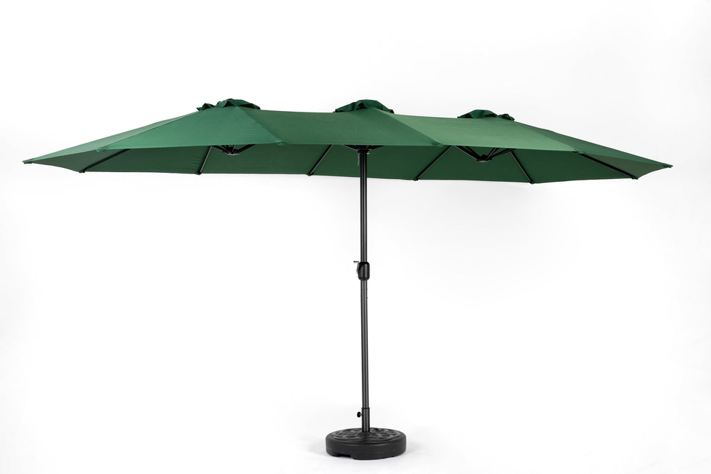 14.8 Ft Double Sided Outdoor Umbrella Rectangular Large with Crank (Dark Green)(No Base)