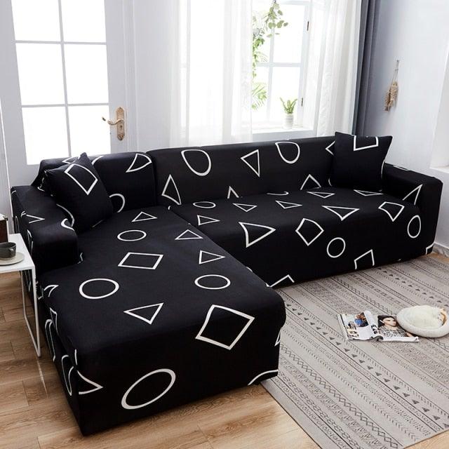 Geometric Sofa Cover Couch Cover Elastic Sofa Covers For Living Room Corner L Shaped Chaise Longue Armchair Sofa Slipcover Stretch Elastic L-Type Chaise Sofa Couch Furniture Protector For Living Room