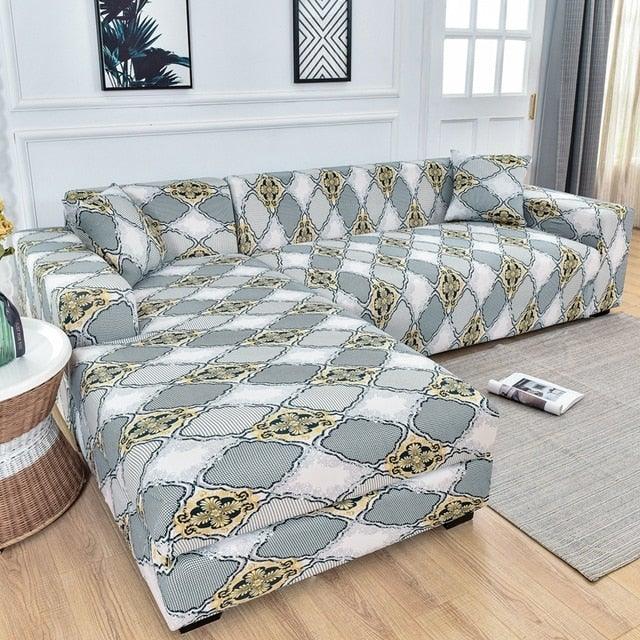 Geometric Sofa Cover Couch Cover Elastic Sofa Covers For Living Room Corner L Shaped Chaise Longue Armchair Sofa Slipcover Stretch Elastic L-Type Chaise Sofa Couch Furniture Protector For Living Room