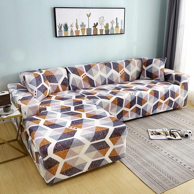 Geometric Sofa Cover Couch Cover Elastic Sofa Covers For Living Room Corner L Shaped Chaise Longue Armchair Sofa Slipcover Stretch Elastic L-Type Chaise Sofa Couch Furniture Protector For Living Room