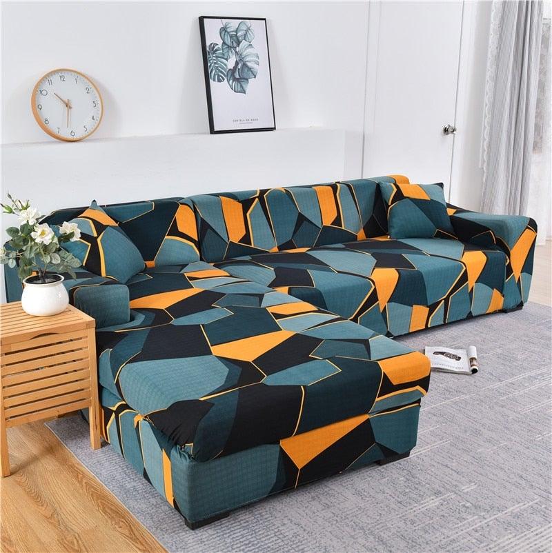 Geometric Sofa Cover Couch Cover Elastic Sofa Covers For Living Room Corner L Shaped Chaise Longue Armchair Sofa Slipcover Stretch Elastic L-Type Chaise Sofa Couch Furniture Protector For Living Room