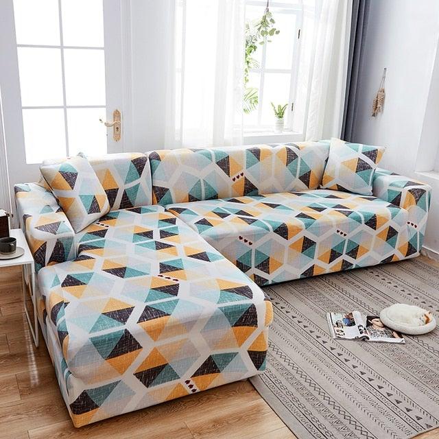 Geometric Sofa Cover Couch Cover Elastic Sofa Covers For Living Room Corner L Shaped Chaise Longue Armchair Sofa Slipcover Stretch Elastic L-Type Chaise Sofa Couch Furniture Protector For Living Room