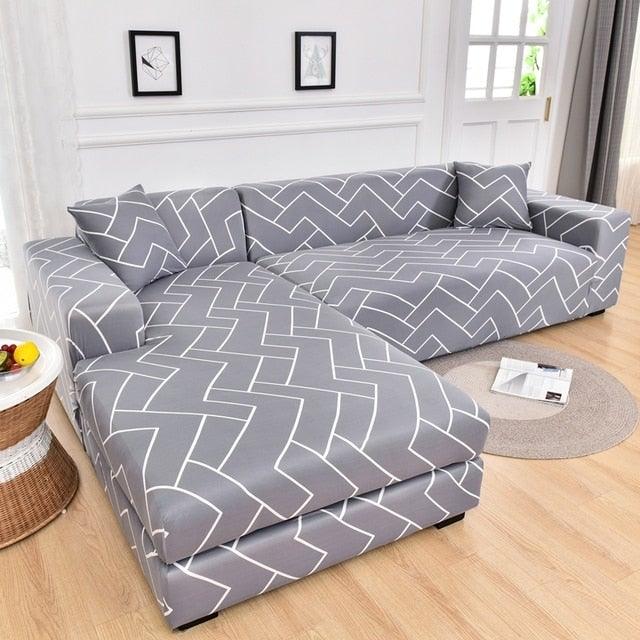 Geometric Sofa Cover Couch Cover Elastic Sofa Covers For Living Room Corner L Shaped Chaise Longue Armchair Sofa Slipcover Stretch Elastic L-Type Chaise Sofa Couch Furniture Protector For Living Room