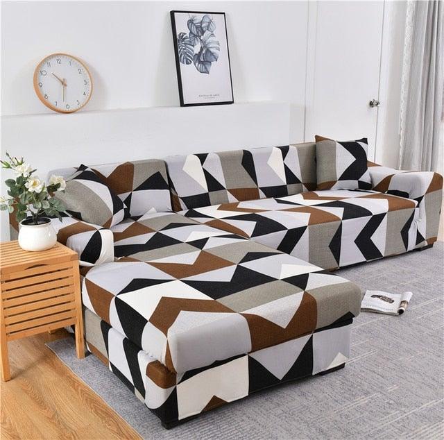 Geometric Sofa Cover Couch Cover Elastic Sofa Covers For Living Room Corner L Shaped Chaise Longue Armchair Sofa Slipcover Stretch Elastic L-Type Chaise Sofa Couch Furniture Protector For Living Room