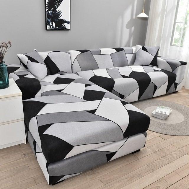 Geometric Sofa Cover Couch Cover Elastic Sofa Covers For Living Room Corner L Shaped Chaise Longue Armchair Sofa Slipcover Stretch Elastic L-Type Chaise Sofa Couch Furniture Protector For Living Room