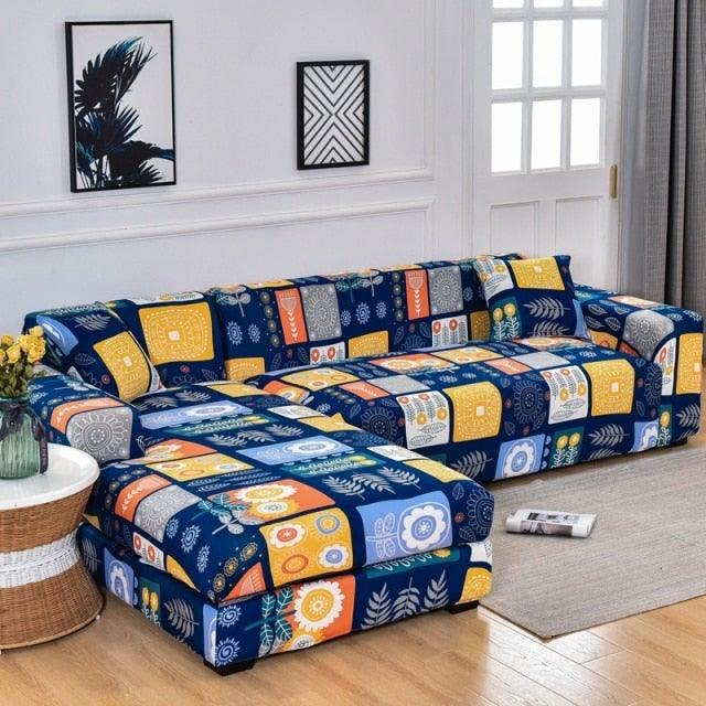 Geometric Sofa Cover Couch Cover Elastic Sofa Covers For Living Room Corner L Shaped Chaise Longue Armchair Sofa Slipcover Stretch Elastic L-Type Chaise Sofa Couch Furniture Protector For Living Room